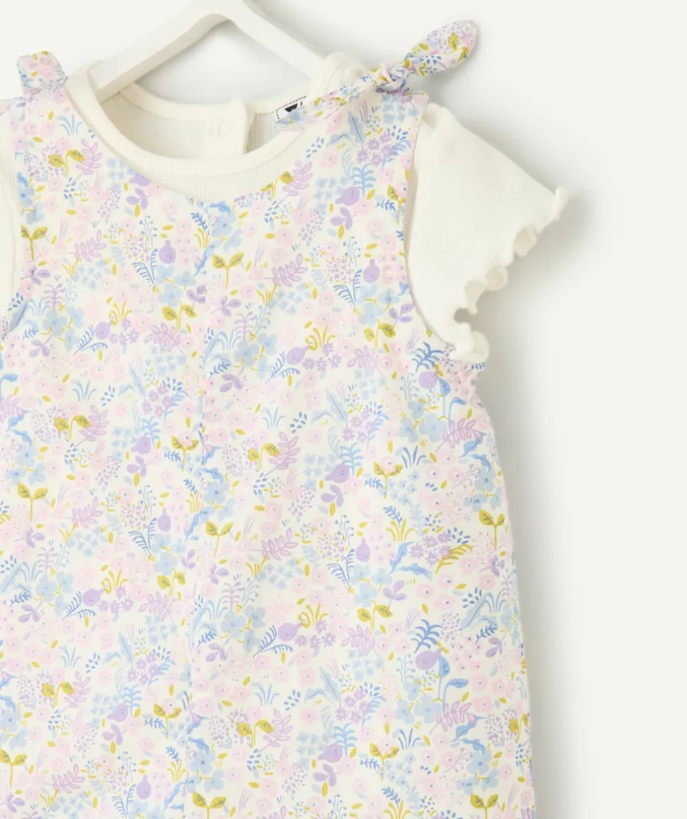 Ensemble salopette bébé fille imprimé fleuri