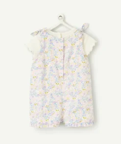 Ensemble salopette bébé fille imprimé fleuri