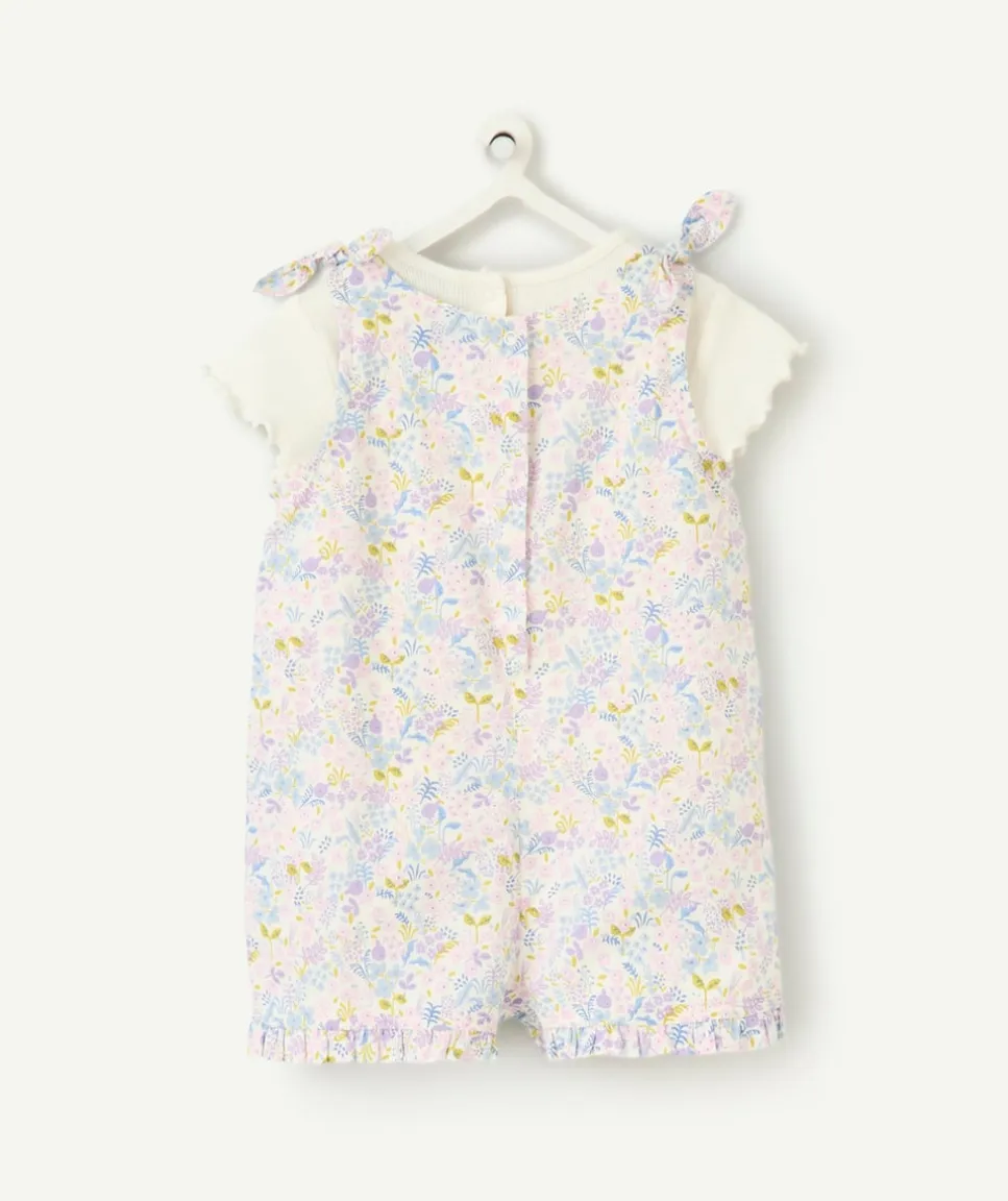 Ensemble salopette bébé fille imprimé fleuri