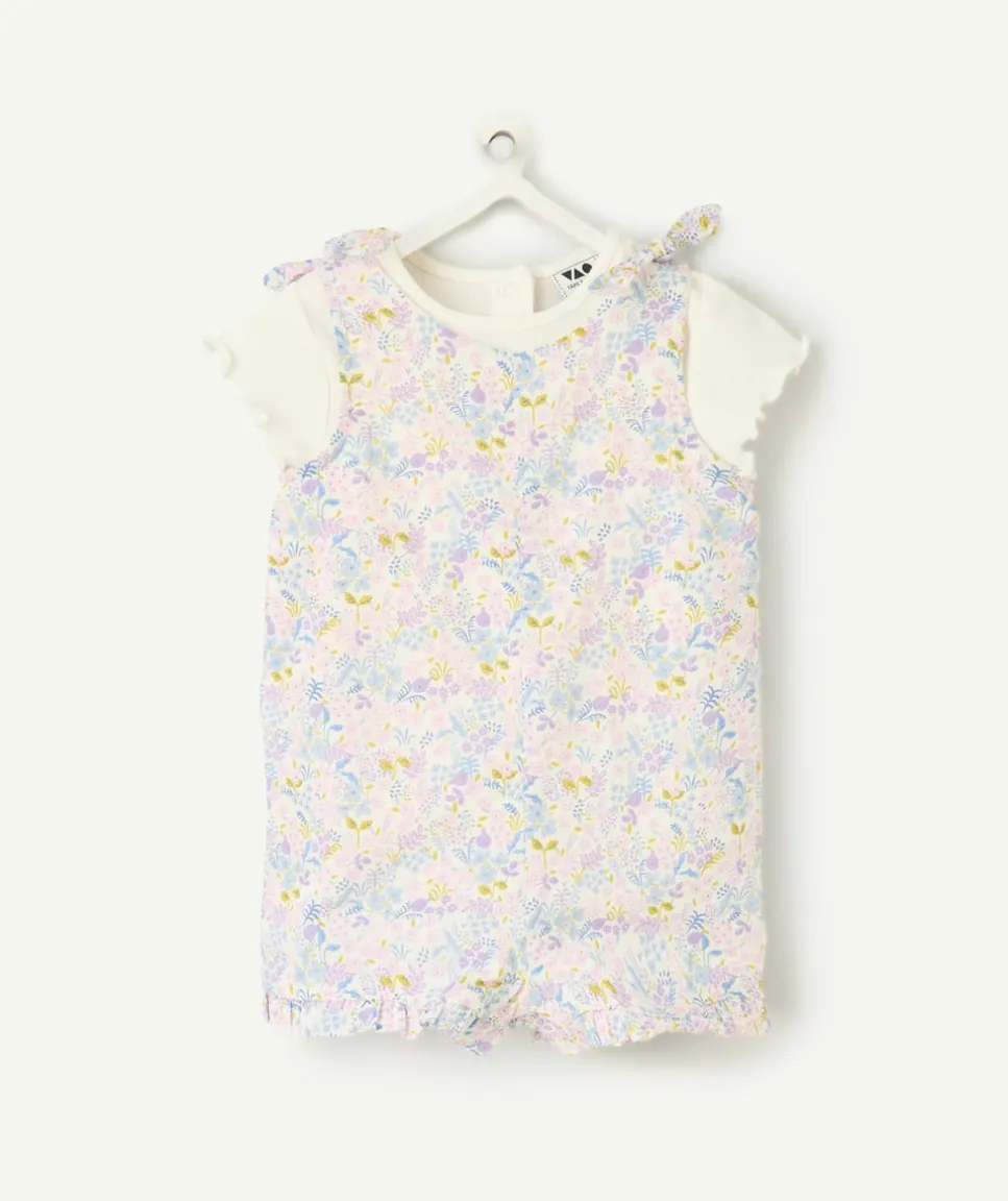 Ensemble salopette bébé fille imprimé fleuri