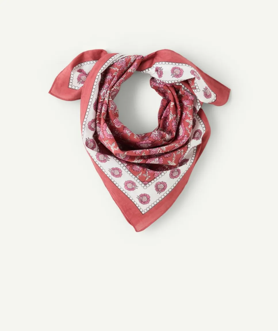 Foulard bandana fille vieux rose imprimé