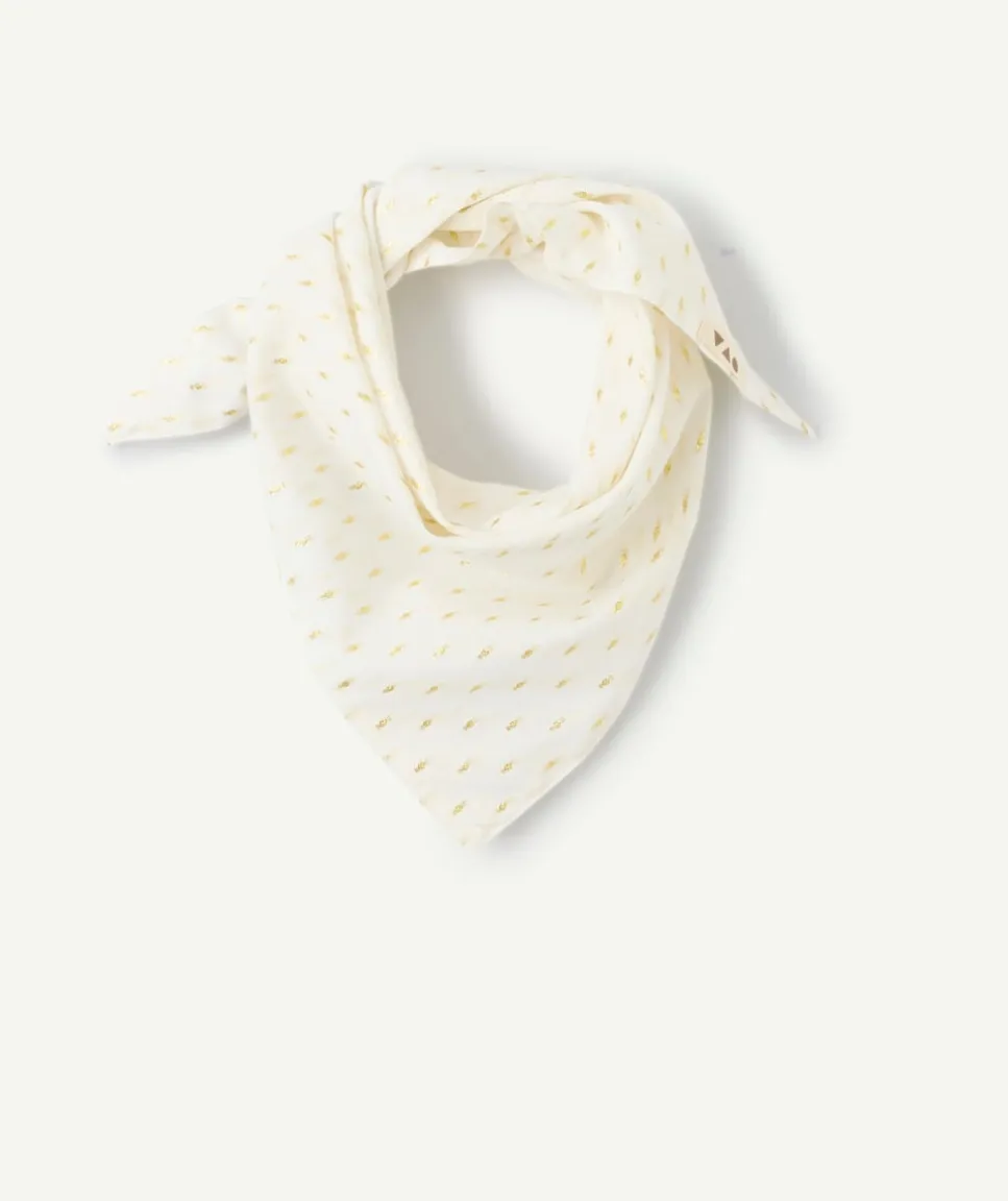 Foulard bébé fille blanc et couleur dorée