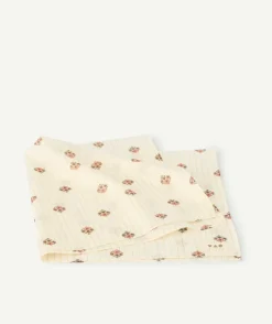 Foulard bébé fille écru coton bio imprimé