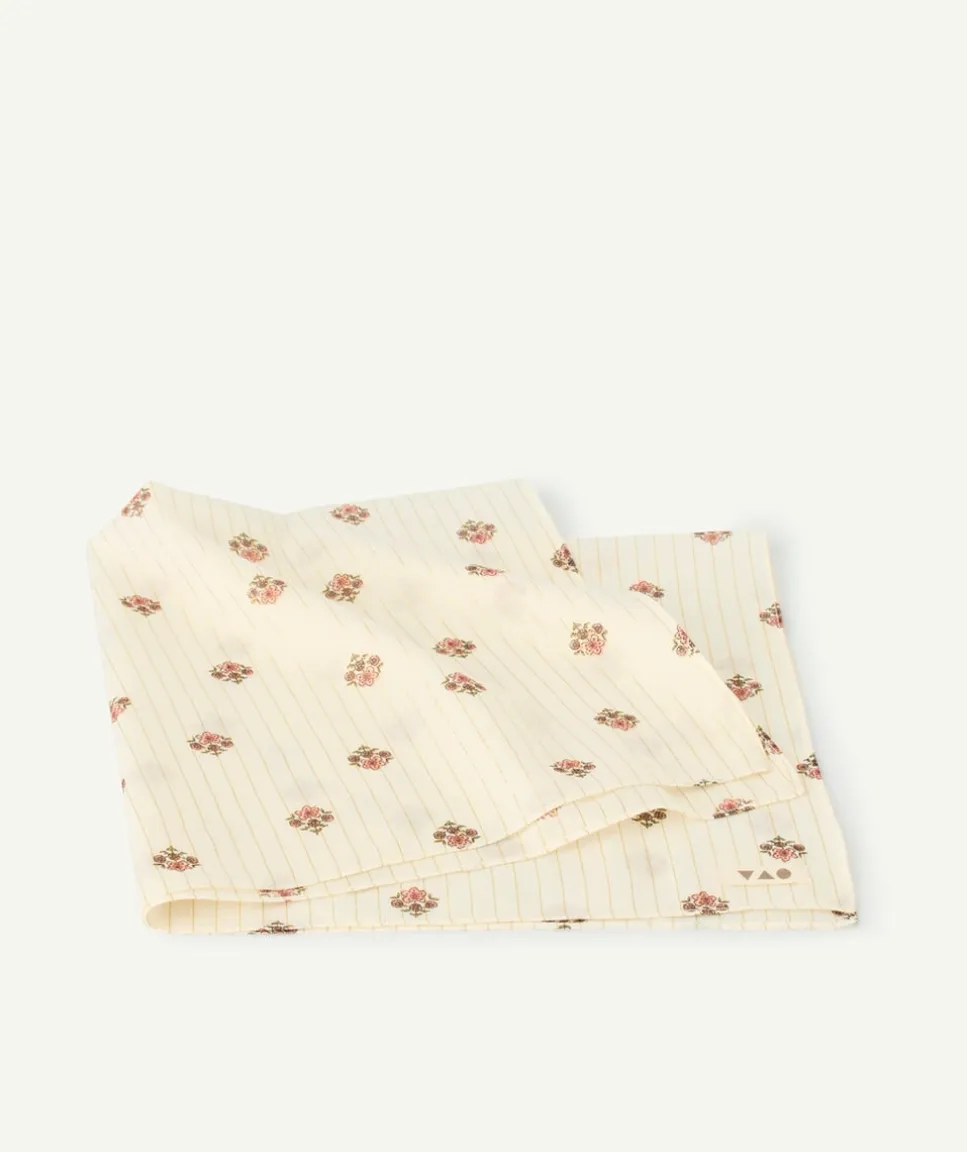 Foulard bébé fille écru coton bio imprimé
