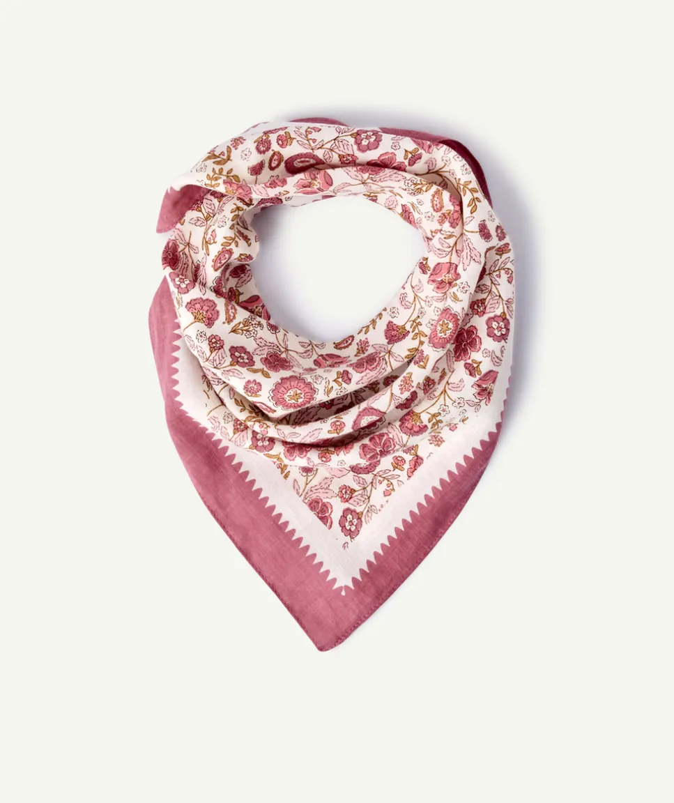 Foulard bébé fille imprimé fleuri rose