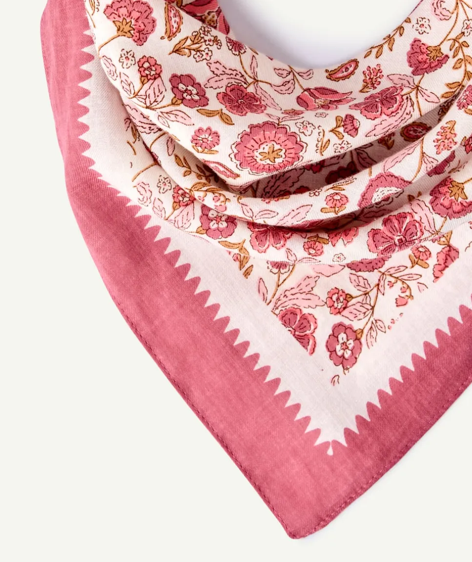 Foulard bébé fille imprimé fleuri rose