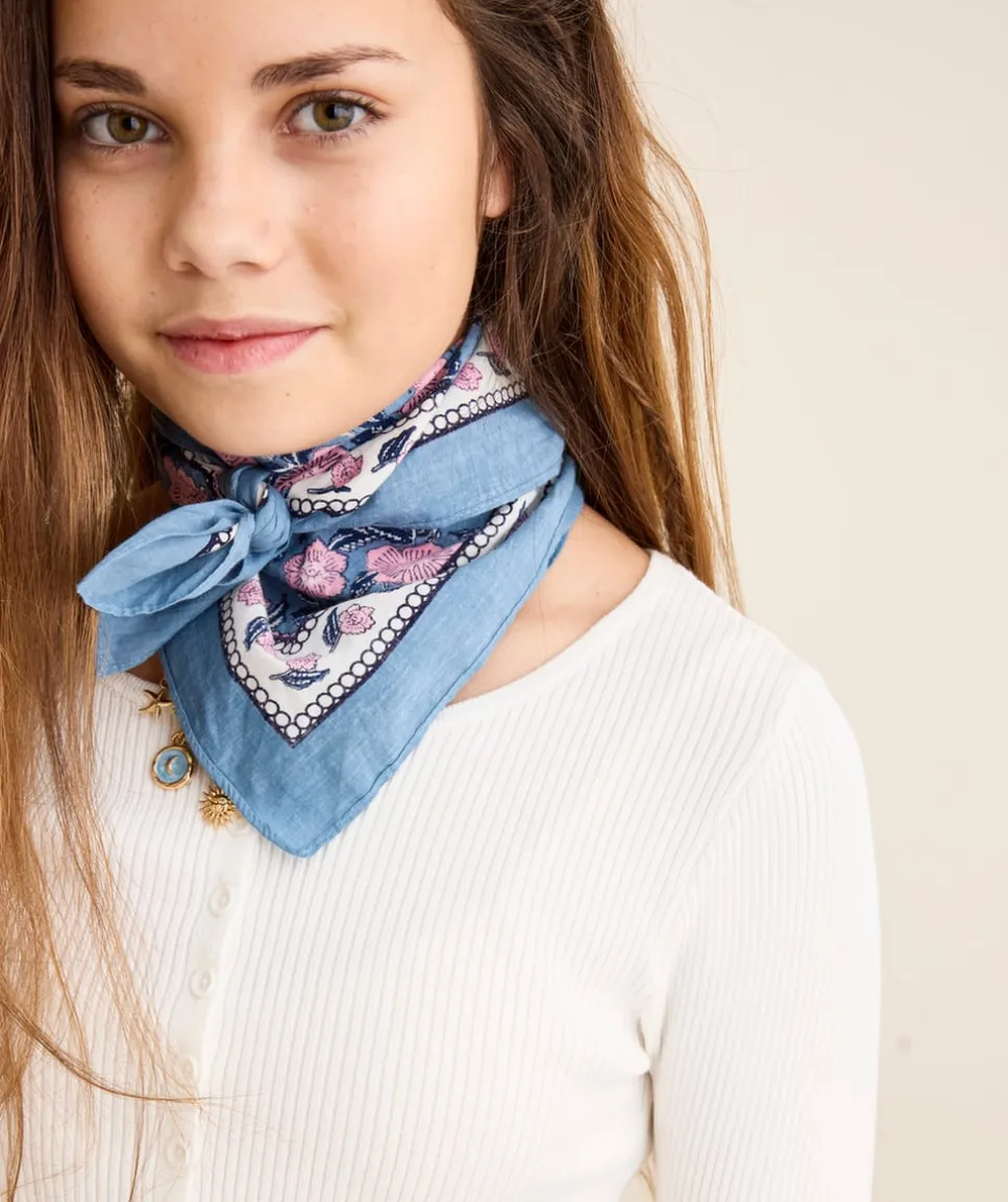 Foulard imprimé floral bleu