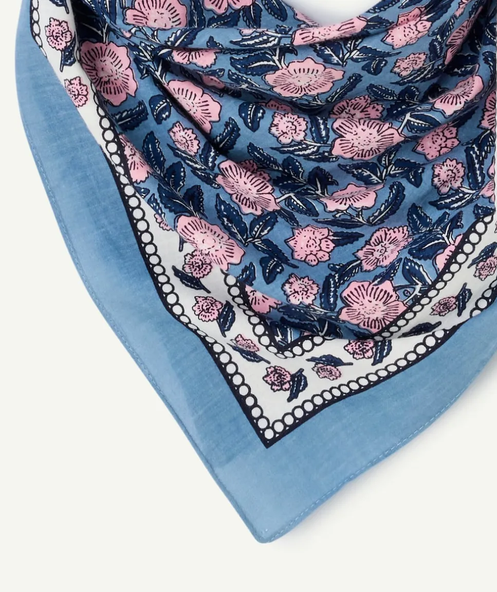 Foulard imprimé floral bleu
