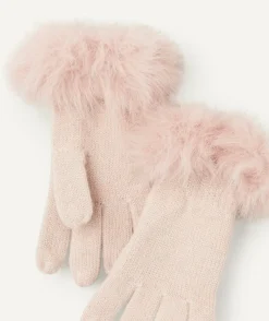 Gants fille avec fourrure rose