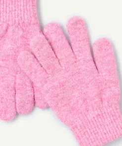 Gants filles en fibres recyclées rose chiné