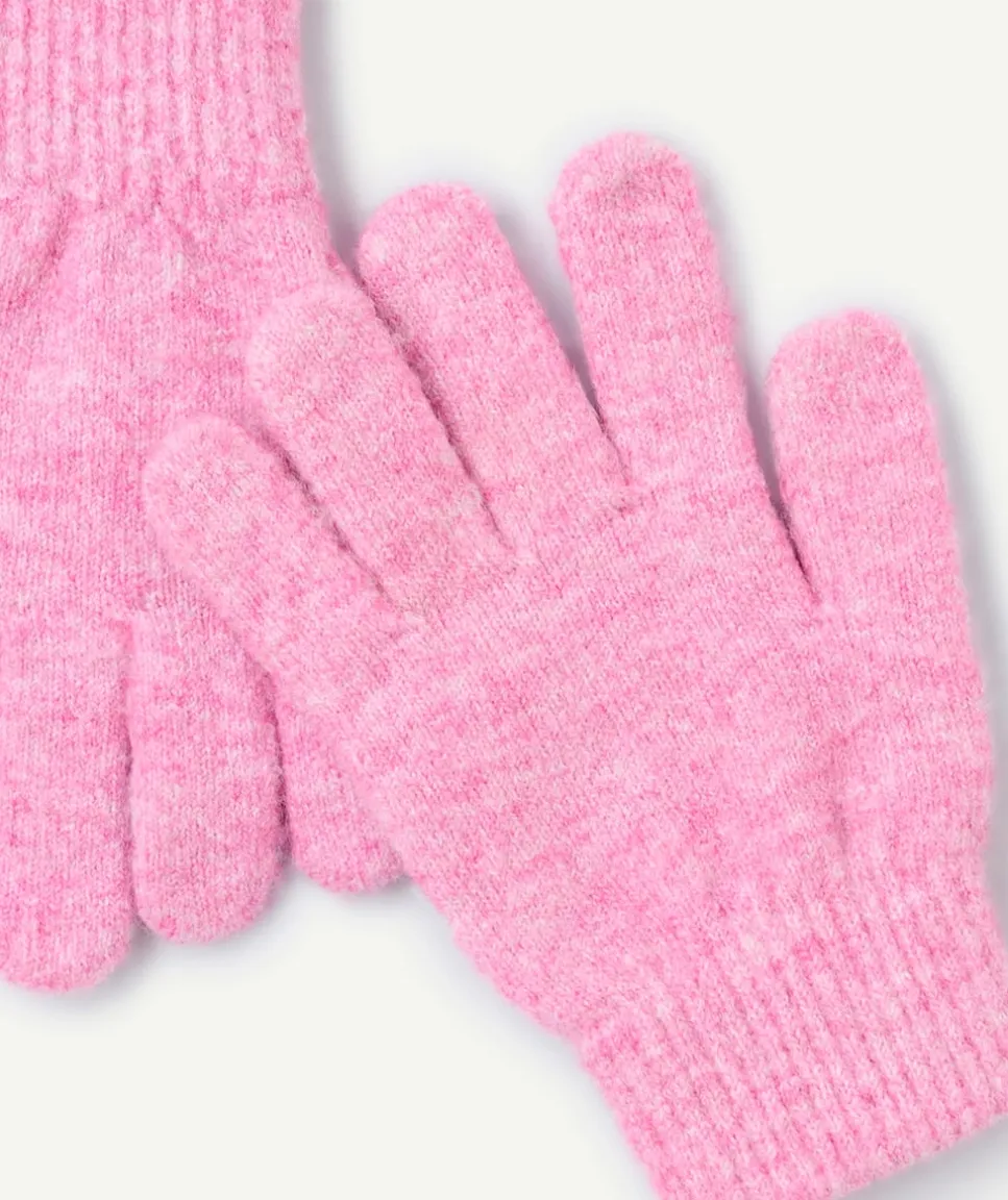 Gants filles en fibres recyclées rose chiné