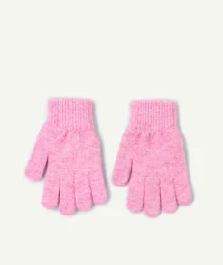 Gants filles en fibres recyclées rose chiné