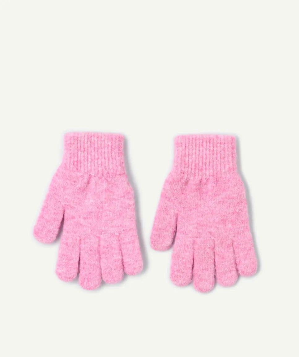 Gants filles en fibres recyclées rose chiné