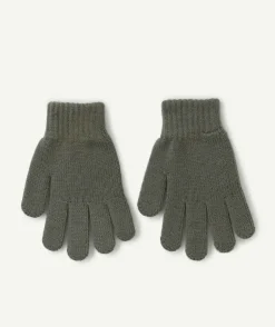 Gants garçon en maille kaki