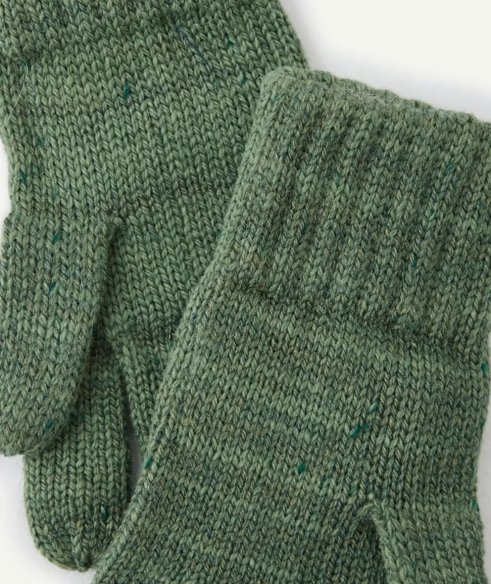 Gants tricotés garçon en coton bio vert
