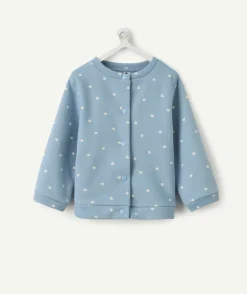 Gilet bébé fille bleu imprimé coeurs