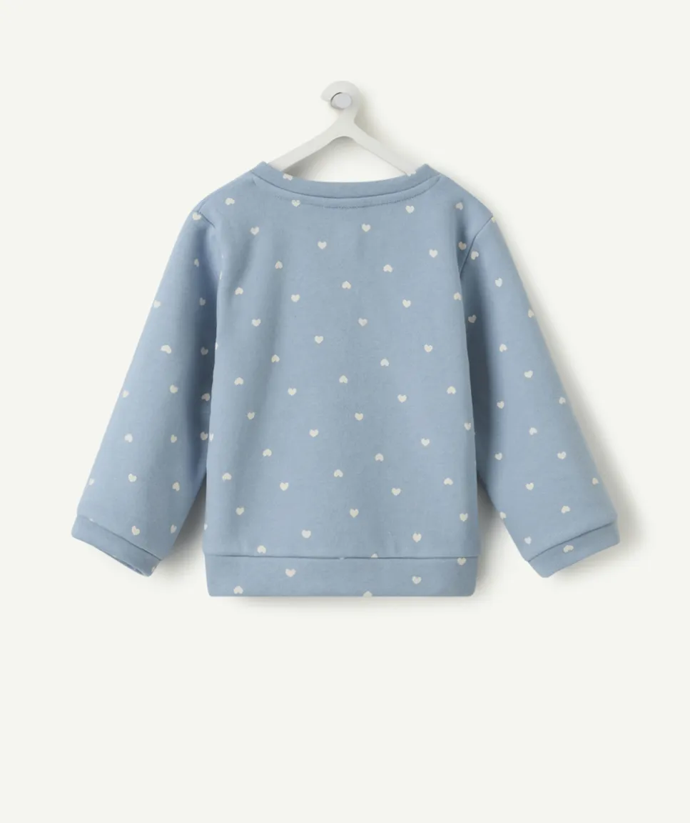 Gilet bébé fille bleu imprimé coeurs