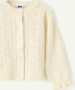Gilet bébé fille écru ajouré