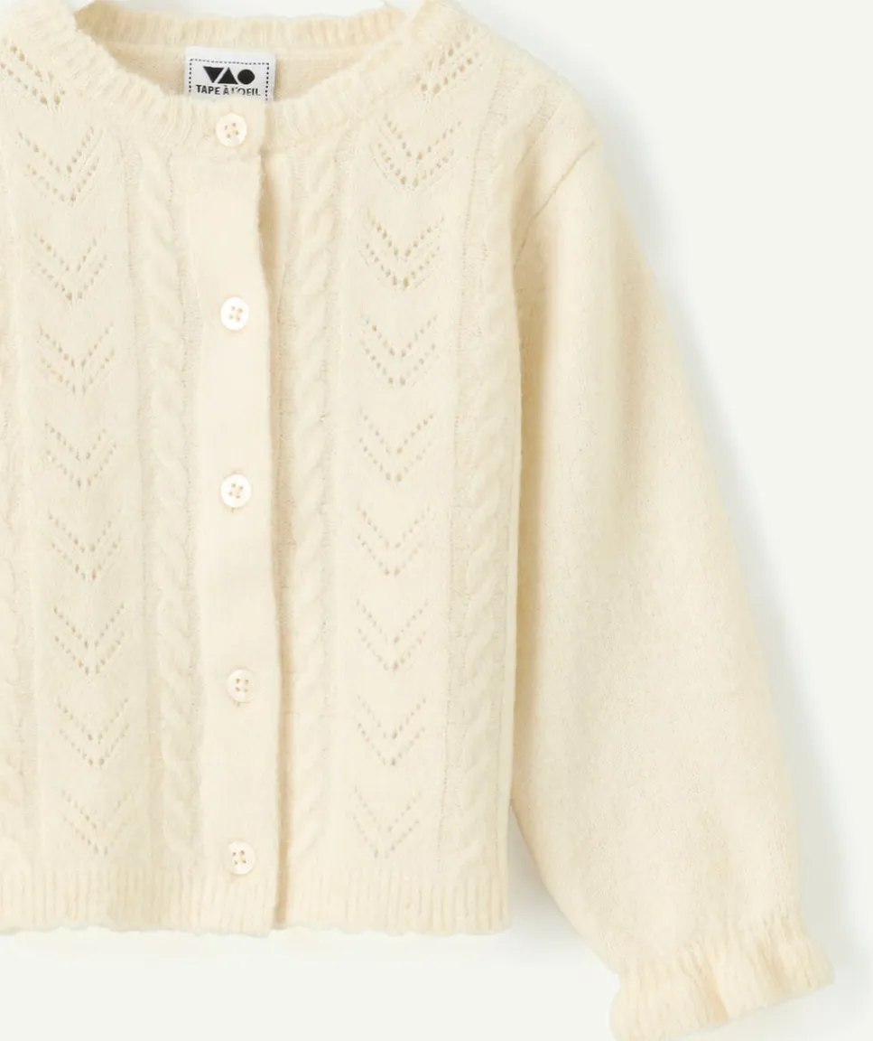 Gilet bébé fille écru ajouré