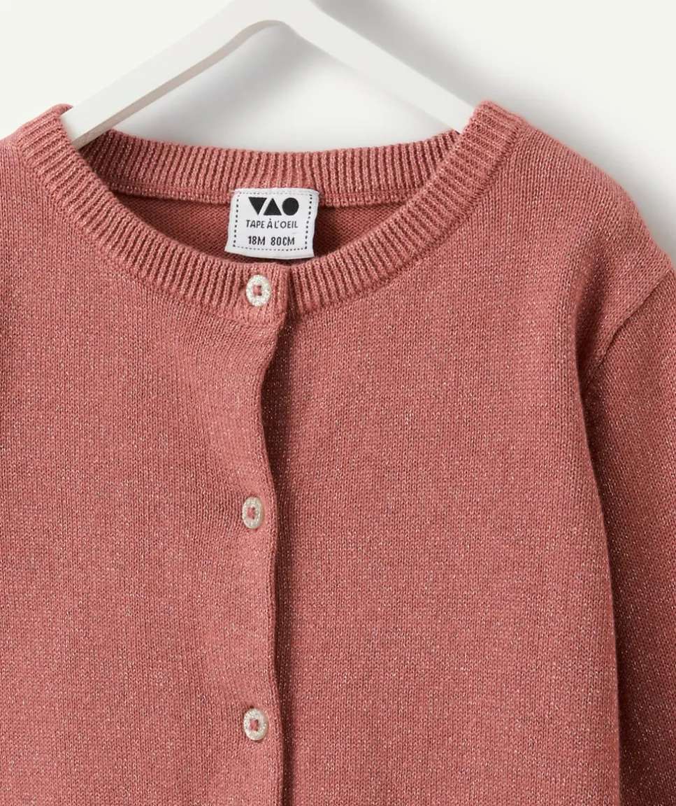 Gilet bébé fille rose irisé