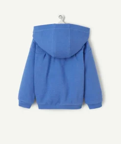 Gilet à capuche bébé fille matière nid d'abeille bleu