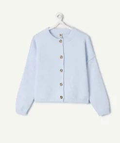 Gilet fille droit bleu pastel