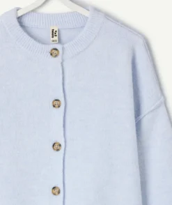 Gilet fille droit bleu pastel