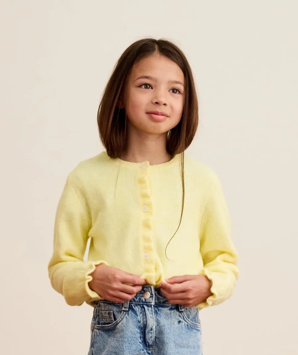 Gilet fille droit jaune volanté