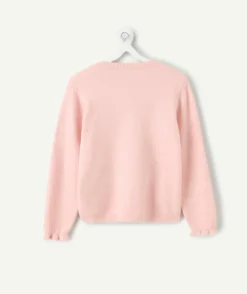 Gilet fille droit rose volantés