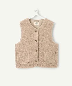 Gilet fille sans manches beige