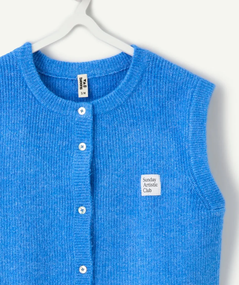 Gilet fille sans manches bleu