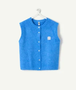 Gilet fille sans manches bleu