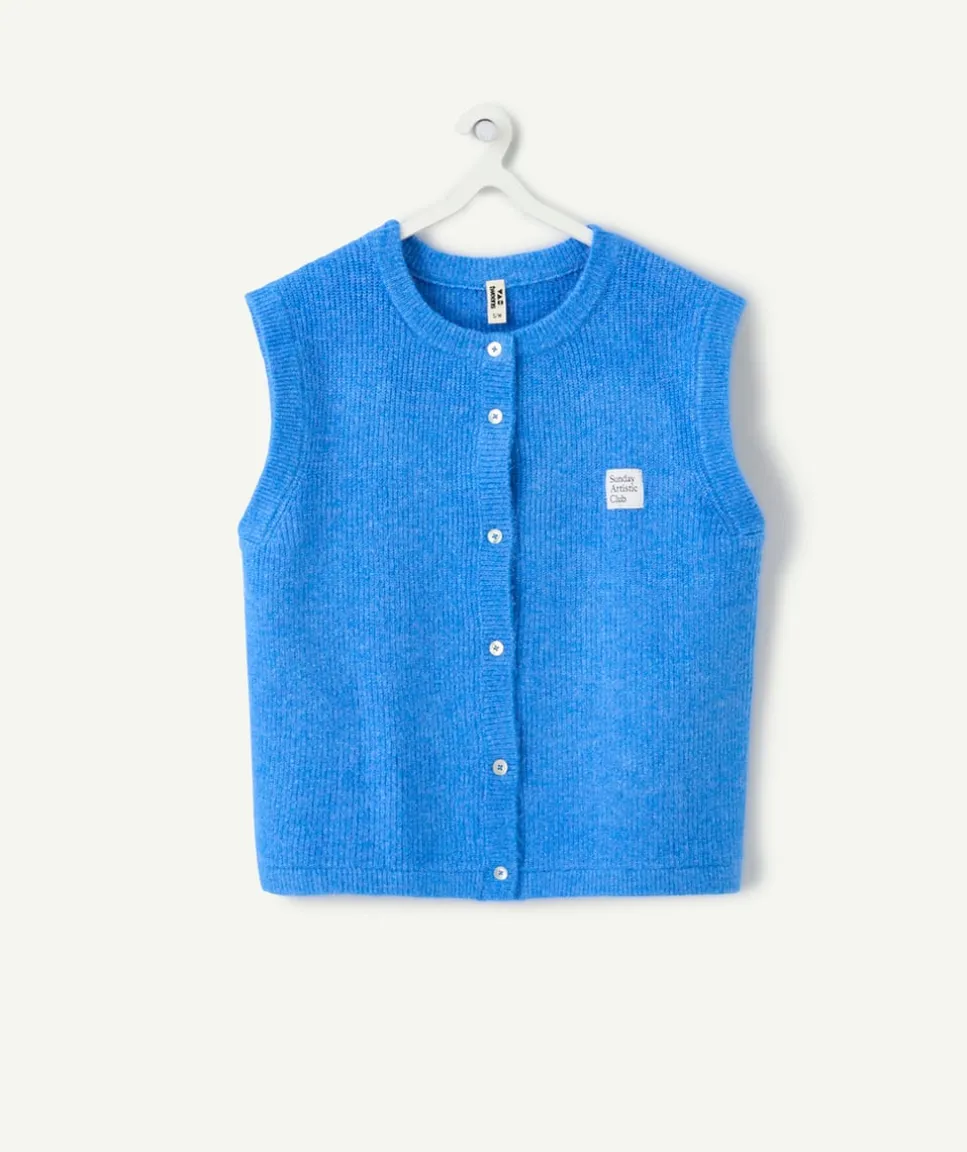 Gilet fille sans manches bleu