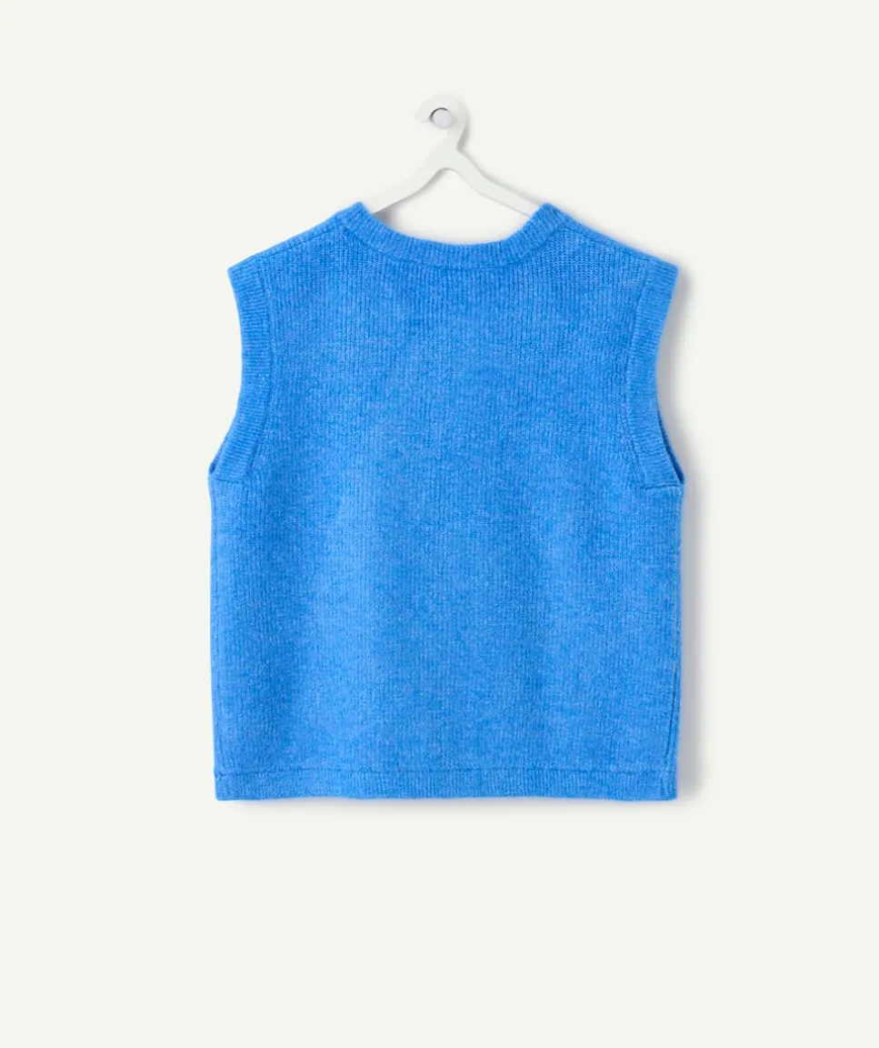 Gilet fille sans manches bleu
