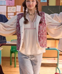 Gilet fille sans manches réversible