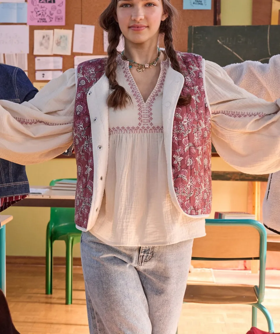 Gilet fille sans manches réversible