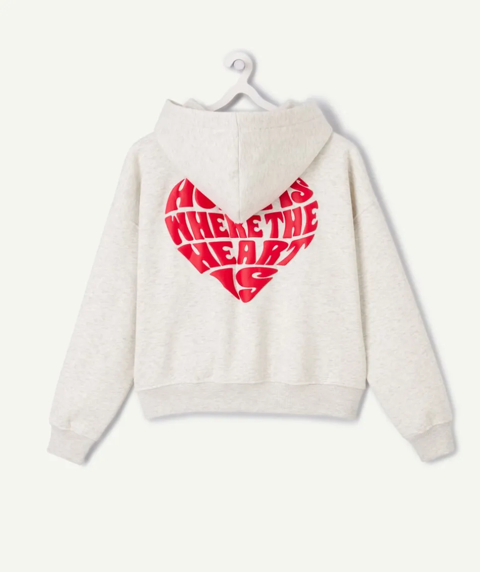 Gilet fille zippé écru imprimé