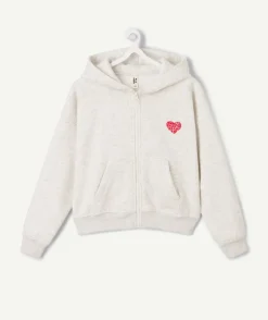 Gilet fille zippé écru imprimé