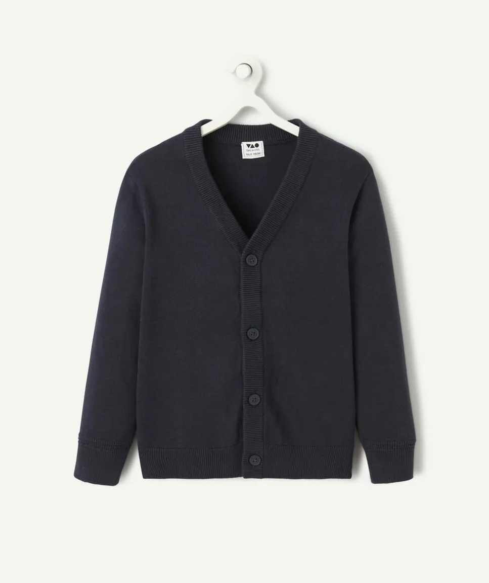 Gilet garçon bleu nuit avec boutons
