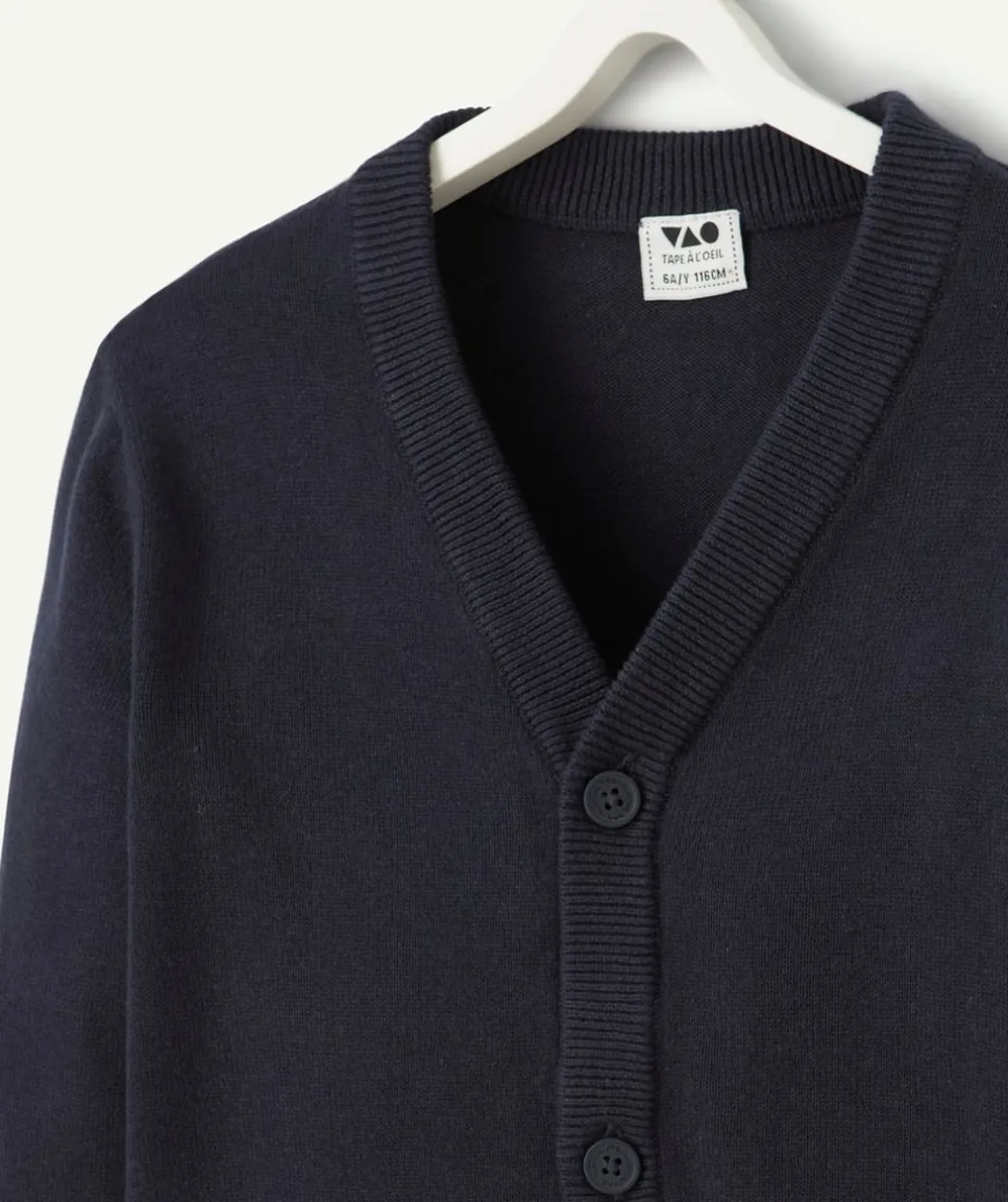 Gilet garçon bleu nuit avec boutons
