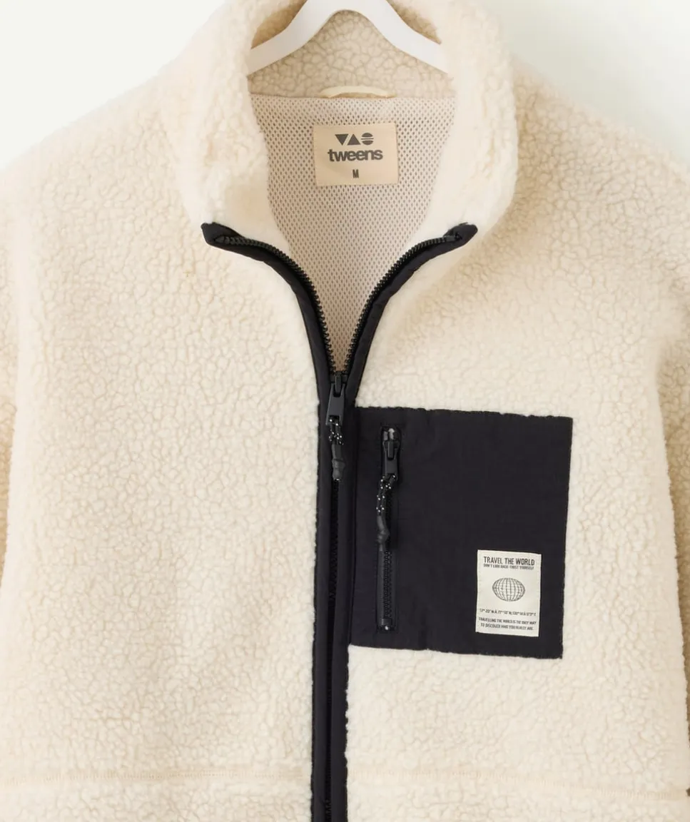 Gilet garçon sherpa écru