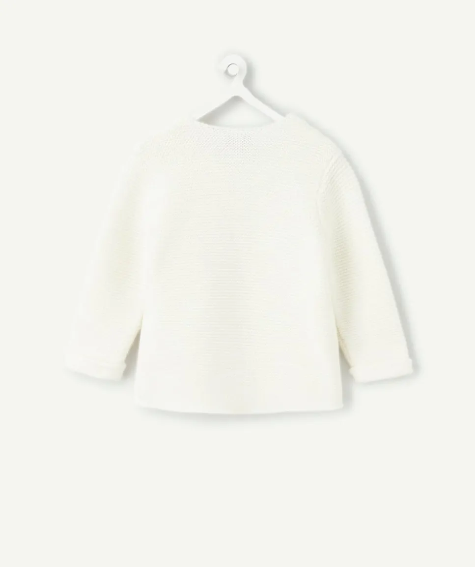 Gilet naissance fille en coton blanc