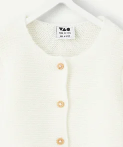 Gilet naissance fille en coton blanc