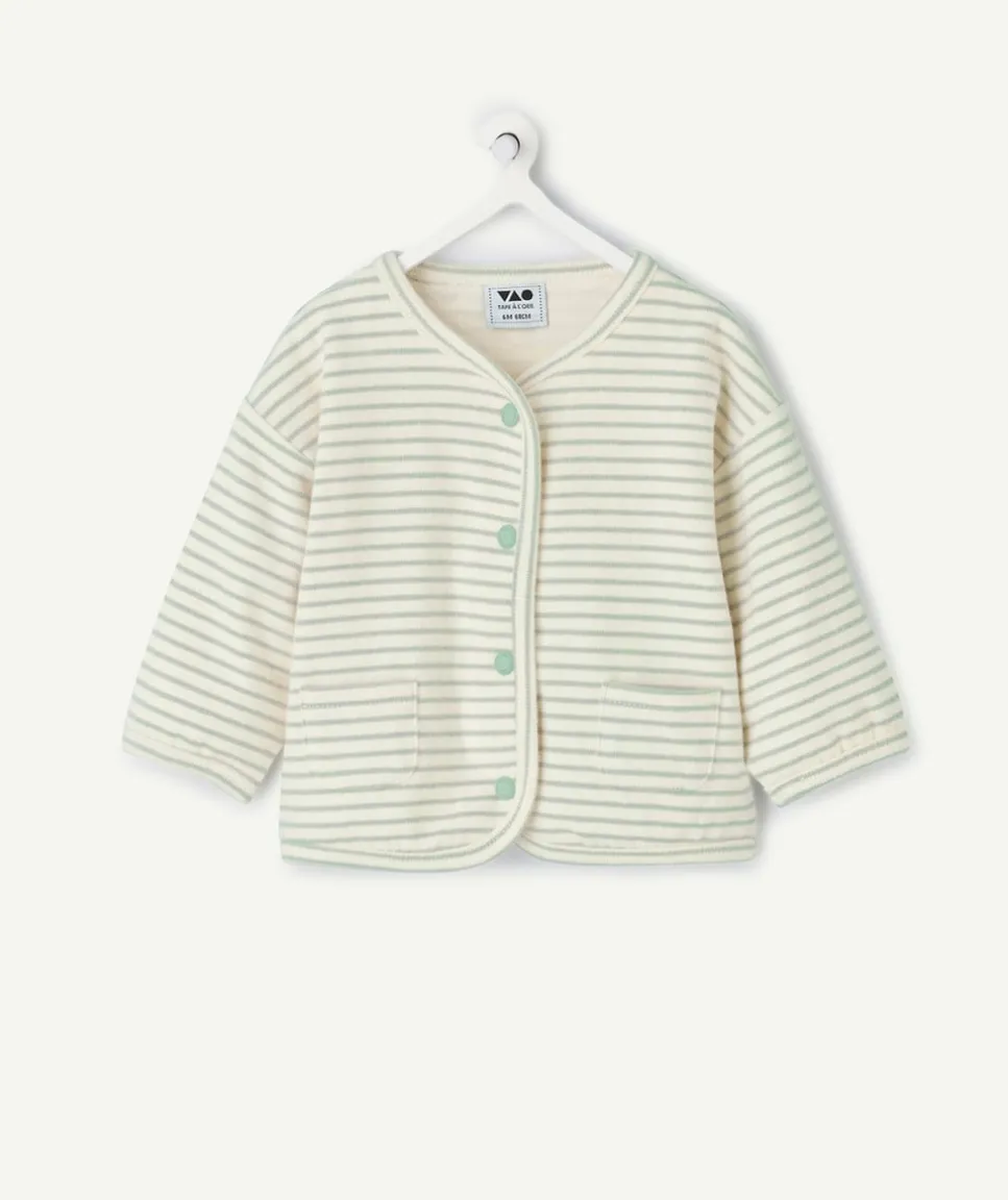 Gilet naissance garçon rayée à boutons