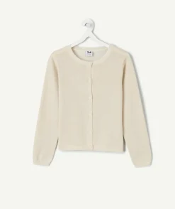 Gilet pour fille blanc col rond avec boutons