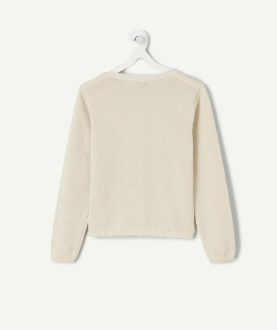 Gilet pour fille blanc col rond avec boutons