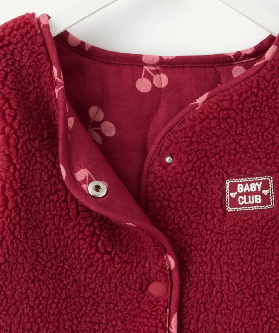 Gilet sans manches bébé fille bordeaux réversible