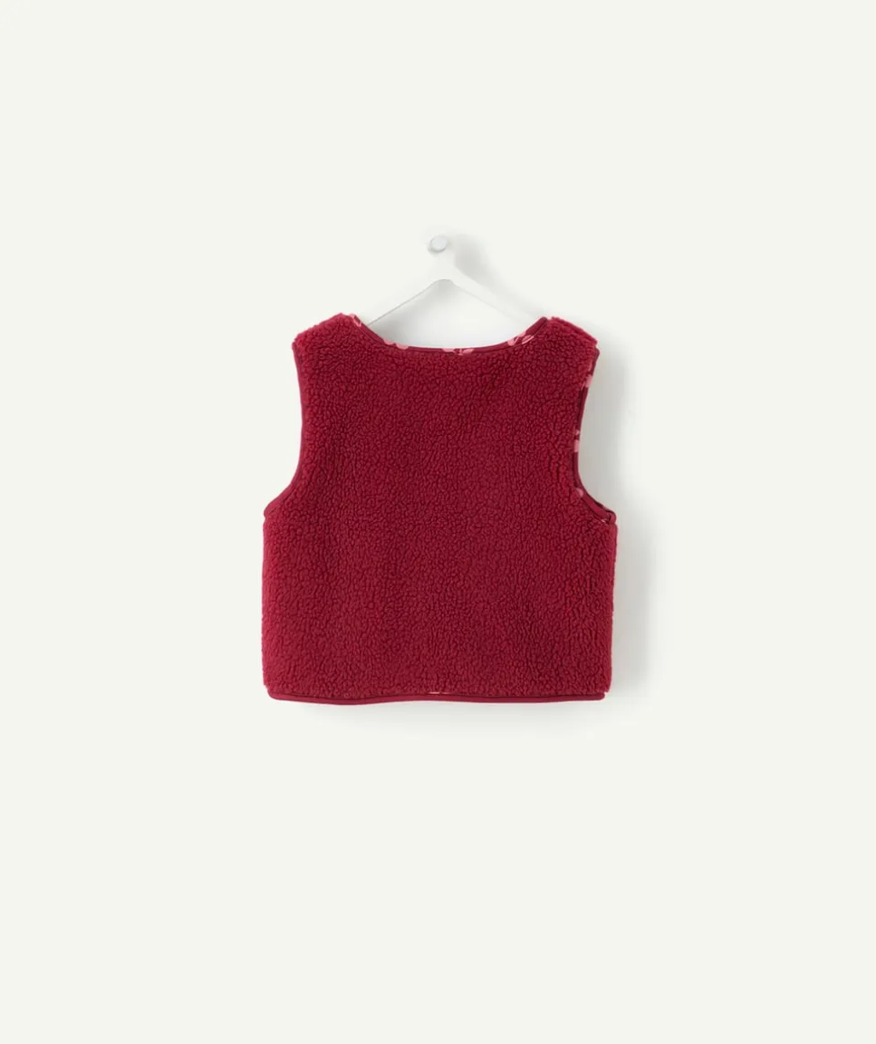 Gilet sans manches bébé fille bordeaux réversible