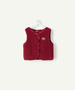 Gilet sans manches bébé fille bordeaux réversible