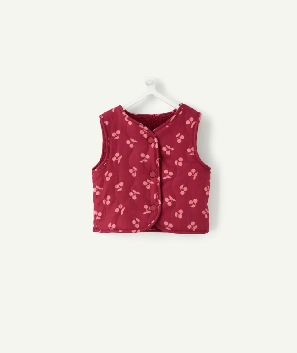 Gilet sans manches bébé fille bordeaux réversible